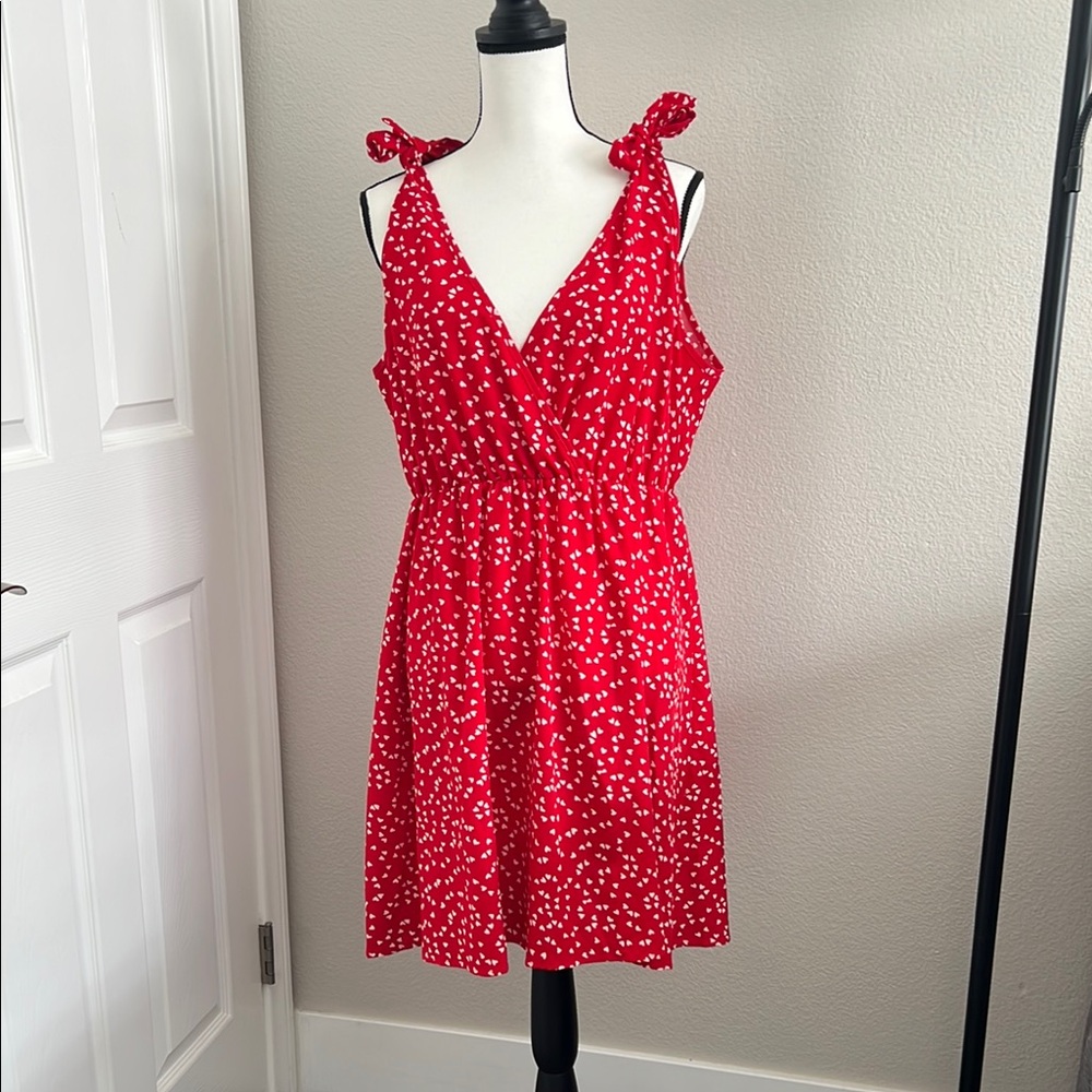 Red and White Spaghetti Strap Midi Sundress
